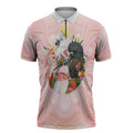 Australian Cockatoos Zipper Polo Shirt Flora Aboriginal Dot Art Pattern