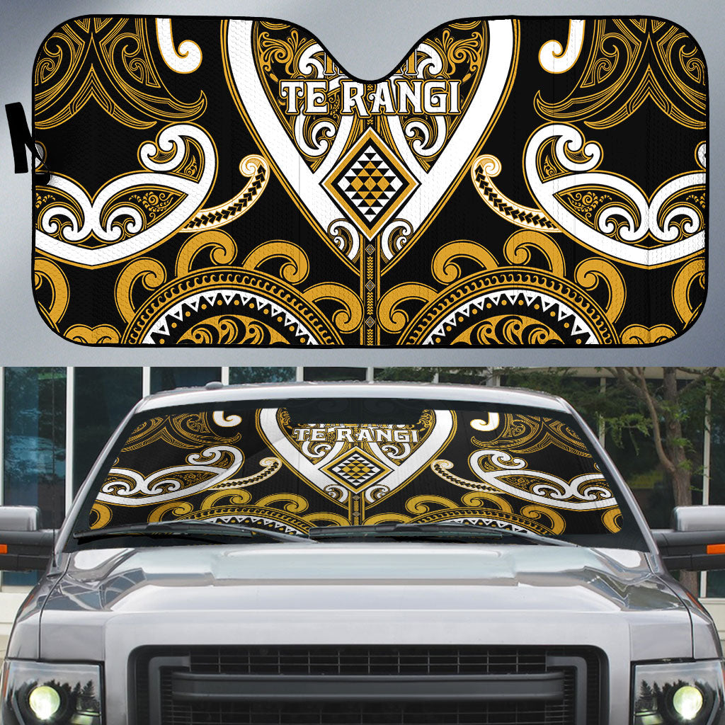 Aotearoa Ngai Te Rangi Auto Sun Shade Maori Tribal Pattern
