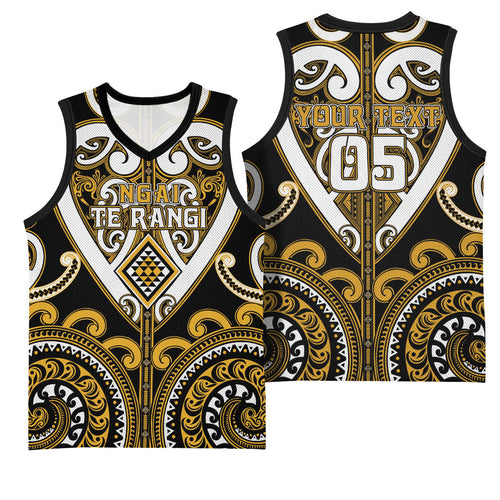 Custom Aotearoa Ngai Te Rangi Basketball Jersey Maori Tribal Pattern