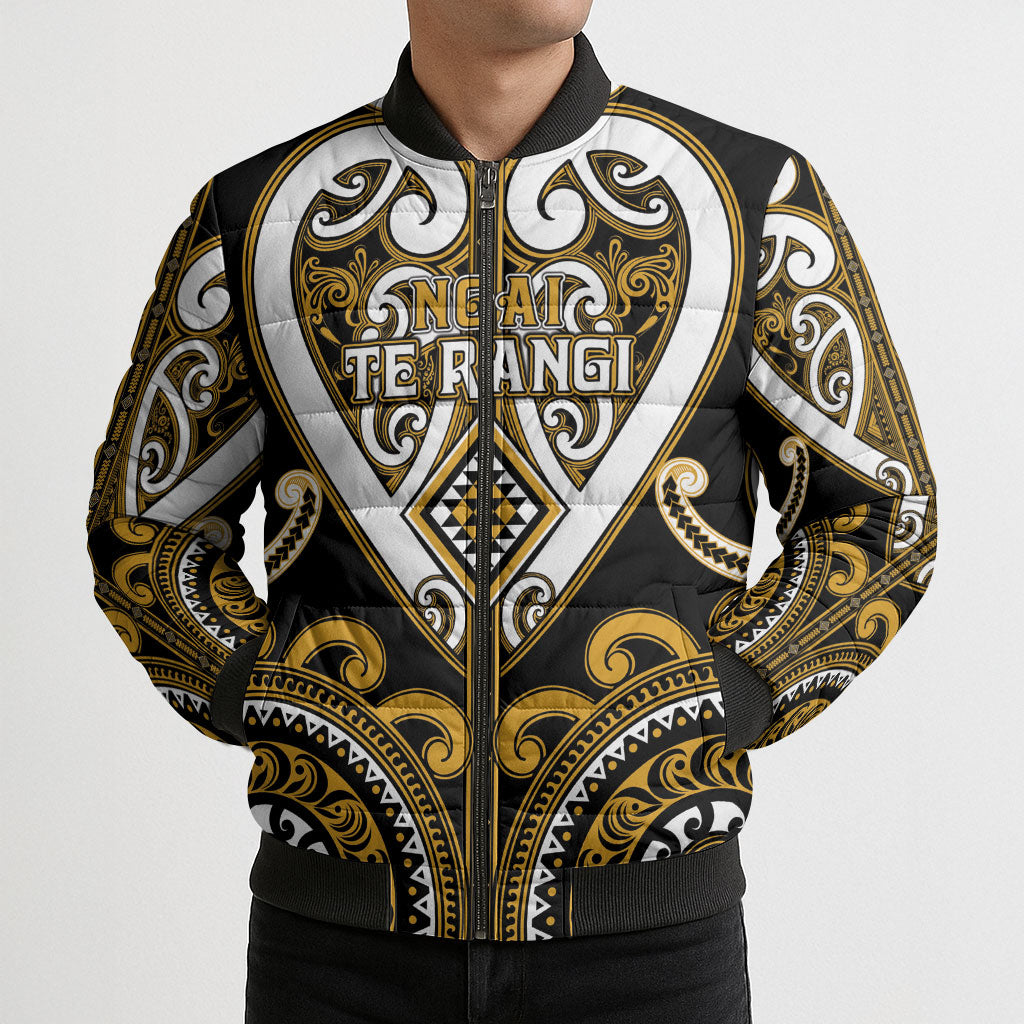 Custom Aotearoa Ngai Te Rangi Bomber Puffer Jacket Maori Tribal Pattern