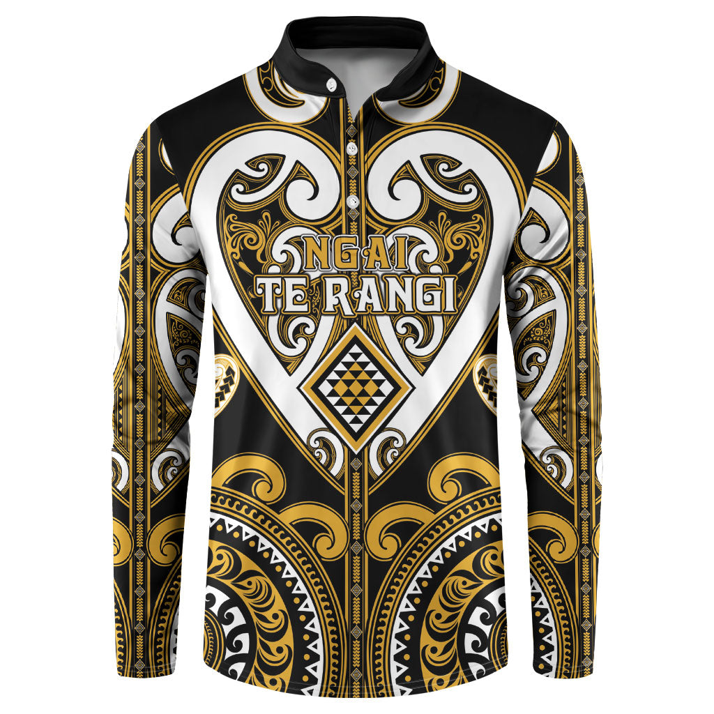 Custom Aotearoa Ngai Te Rangi Button Sweatshirt Maori Tribal Pattern