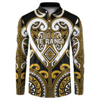 Custom Aotearoa Ngai Te Rangi Button Sweatshirt Maori Tribal Pattern