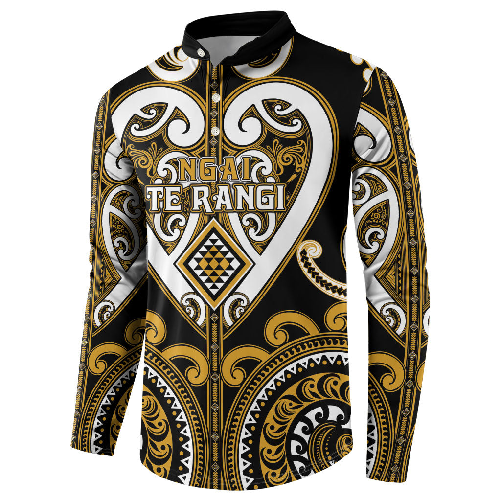 Custom Aotearoa Ngai Te Rangi Button Sweatshirt Maori Tribal Pattern