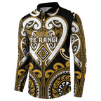 Custom Aotearoa Ngai Te Rangi Button Sweatshirt Maori Tribal Pattern