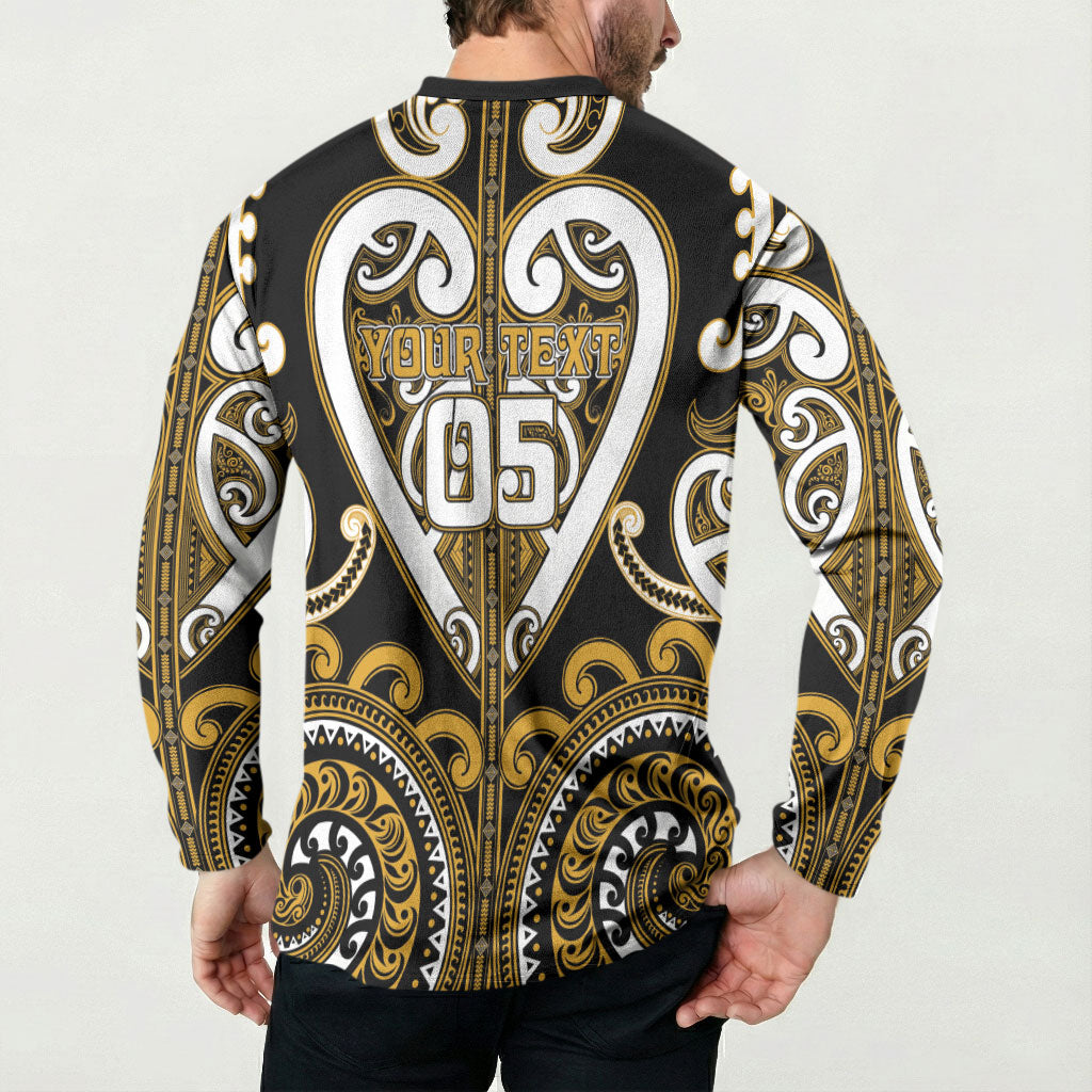 Custom Aotearoa Ngai Te Rangi Button Sweatshirt Maori Tribal Pattern