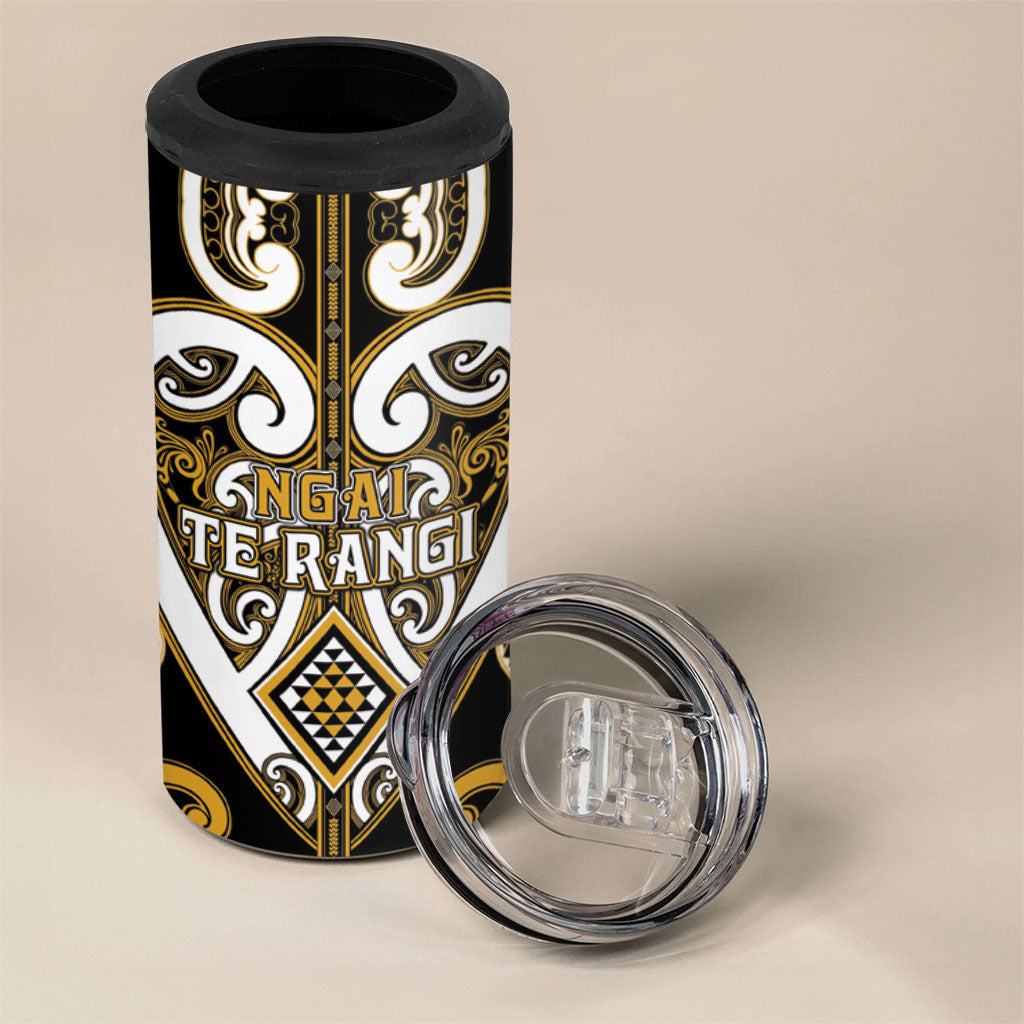 Custom Aotearoa Ngai Te Rangi 4 in 1 Can Cooler Tumbler Maori Tribal Pattern