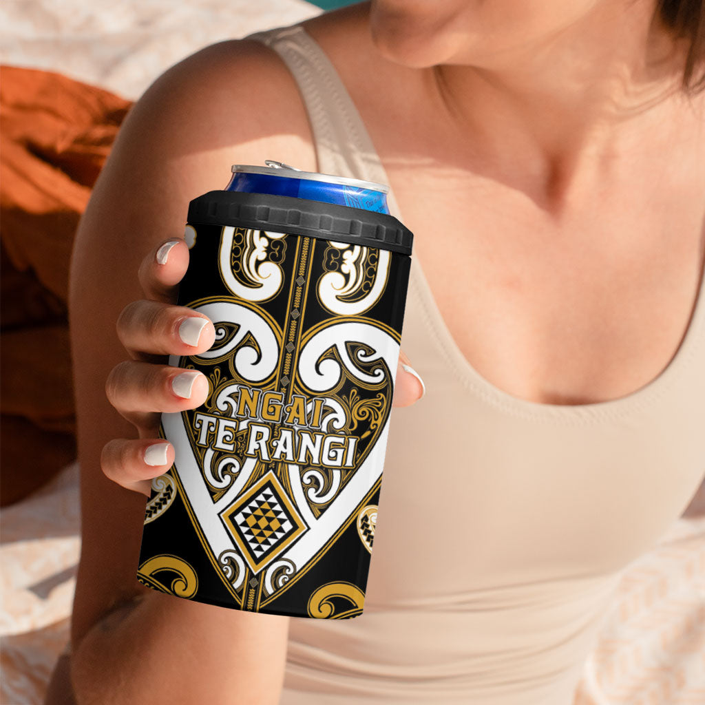 Custom Aotearoa Ngai Te Rangi 4 in 1 Can Cooler Tumbler Maori Tribal Pattern