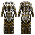 Custom Aotearoa Ngai Te Rangi Couples Matching Long Sleeve Bodycon Dress and Hawaiian Shirt Maori Tribal Pattern
