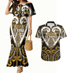 Custom Aotearoa Ngai Te Rangi Couples Matching Mermaid Dress and Hawaiian Shirt Maori Tribal Pattern