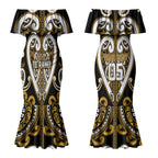 Custom Aotearoa Ngai Te Rangi Couples Matching Mermaid Dress and Long Sleeve Button Shirt Maori Tribal Pattern