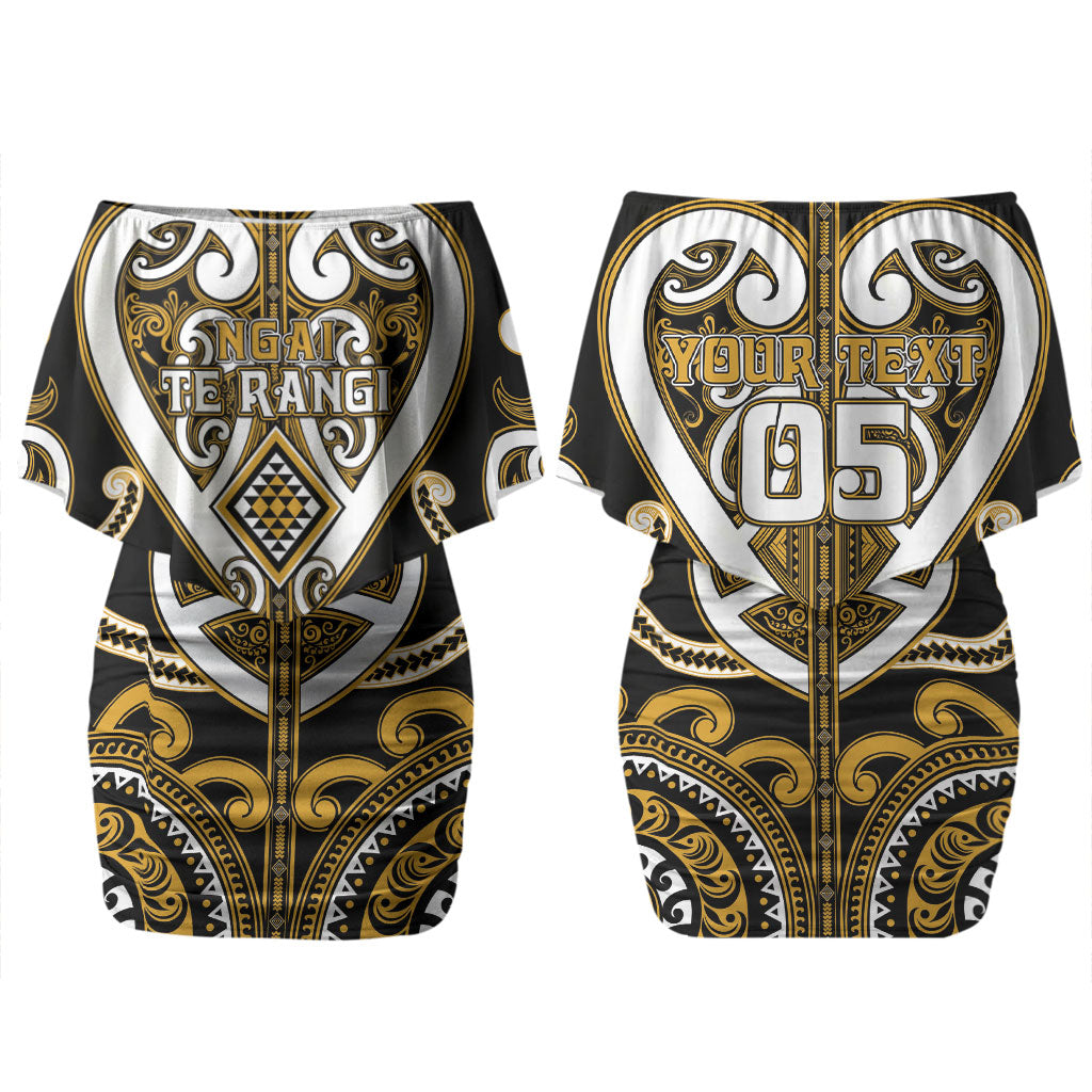 Custom Aotearoa Ngai Te Rangi Couples Matching Off Shoulder Short Dress and Hawaiian Shirt Maori Tribal Pattern