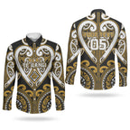 Custom Aotearoa Ngai Te Rangi Couples Matching Off Shoulder Short Dress and Long Sleeve Button Shirt Maori Tribal Pattern