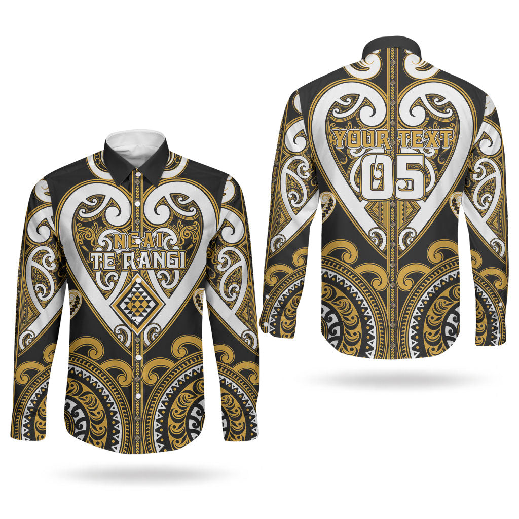 Custom Aotearoa Ngai Te Rangi Couples Matching Off Shoulder Short Dress and Long Sleeve Button Shirt Maori Tribal Pattern