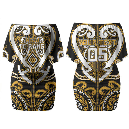 Custom Aotearoa Ngai Te Rangi Couples Matching Off Shoulder Short Dress and Long Sleeve Button Shirt Maori Tribal Pattern