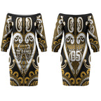 Custom Aotearoa Ngai Te Rangi Couples Matching Off The Shoulder Long Sleeve Dress and Long Sleeve Button Shirt Maori Tribal Pattern
