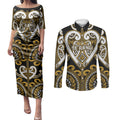 Custom Aotearoa Ngai Te Rangi Couples Matching Puletasi and Long Sleeve Button Shirt Maori Tribal Pattern