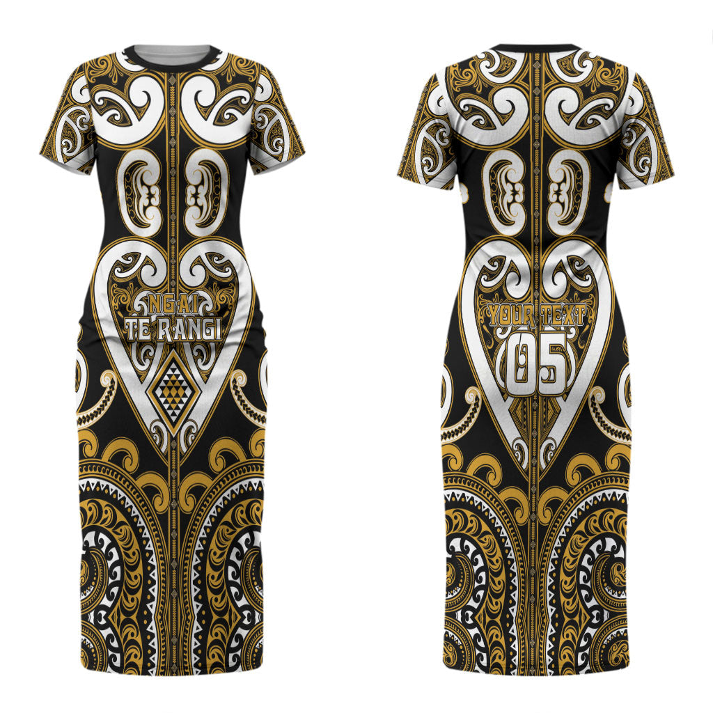 Custom Aotearoa Ngai Te Rangi Couples Matching Short Sleeve Bodycon Dress and Hawaiian Shirt Maori Tribal Pattern