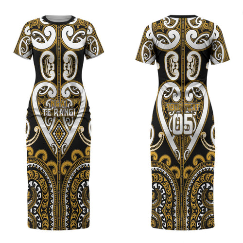 Custom Aotearoa Ngai Te Rangi Couples Matching Short Sleeve Bodycon Dress and Hawaiian Shirt Maori Tribal Pattern