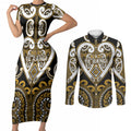 Custom Aotearoa Ngai Te Rangi Couples Matching Short Sleeve Bodycon Dress and Long Sleeve Button Shirt Maori Tribal Pattern
