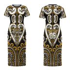 Custom Aotearoa Ngai Te Rangi Couples Matching Short Sleeve Bodycon Dress and Long Sleeve Button Shirt Maori Tribal Pattern