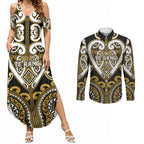 Custom Aotearoa Ngai Te Rangi Couples Matching Summer Maxi Dress and Long Sleeve Button Shirt Maori Tribal Pattern