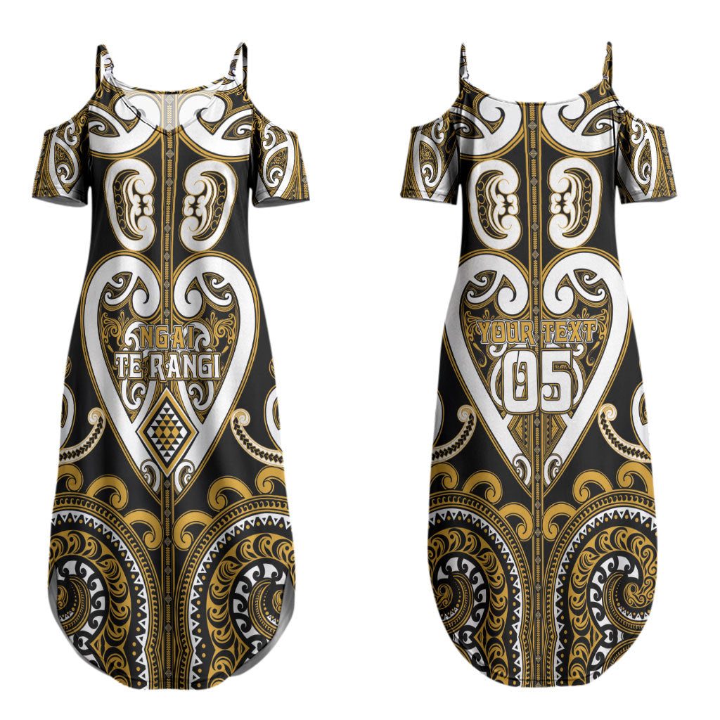 Custom Aotearoa Ngai Te Rangi Couples Matching Summer Maxi Dress and Long Sleeve Button Shirt Maori Tribal Pattern