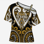 Custom Aotearoa Ngai Te Rangi Cross Shoulder Shirt Maori Tribal Pattern
