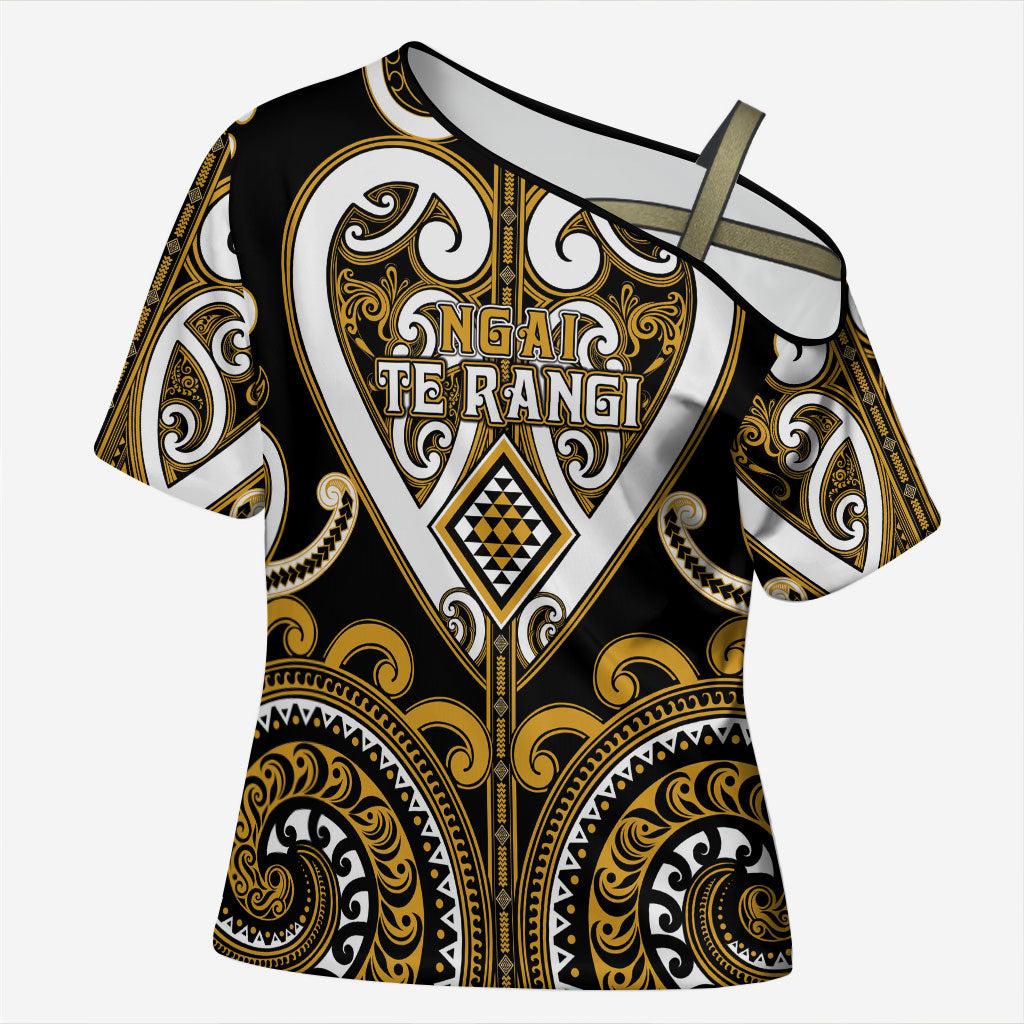 Custom Aotearoa Ngai Te Rangi Cross Shoulder Shirt Maori Tribal Pattern