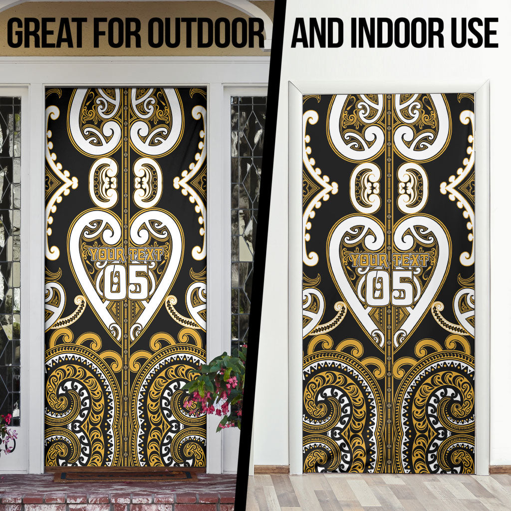 Custom Aotearoa Ngai Te Rangi Door Cover Maori Tribal Pattern