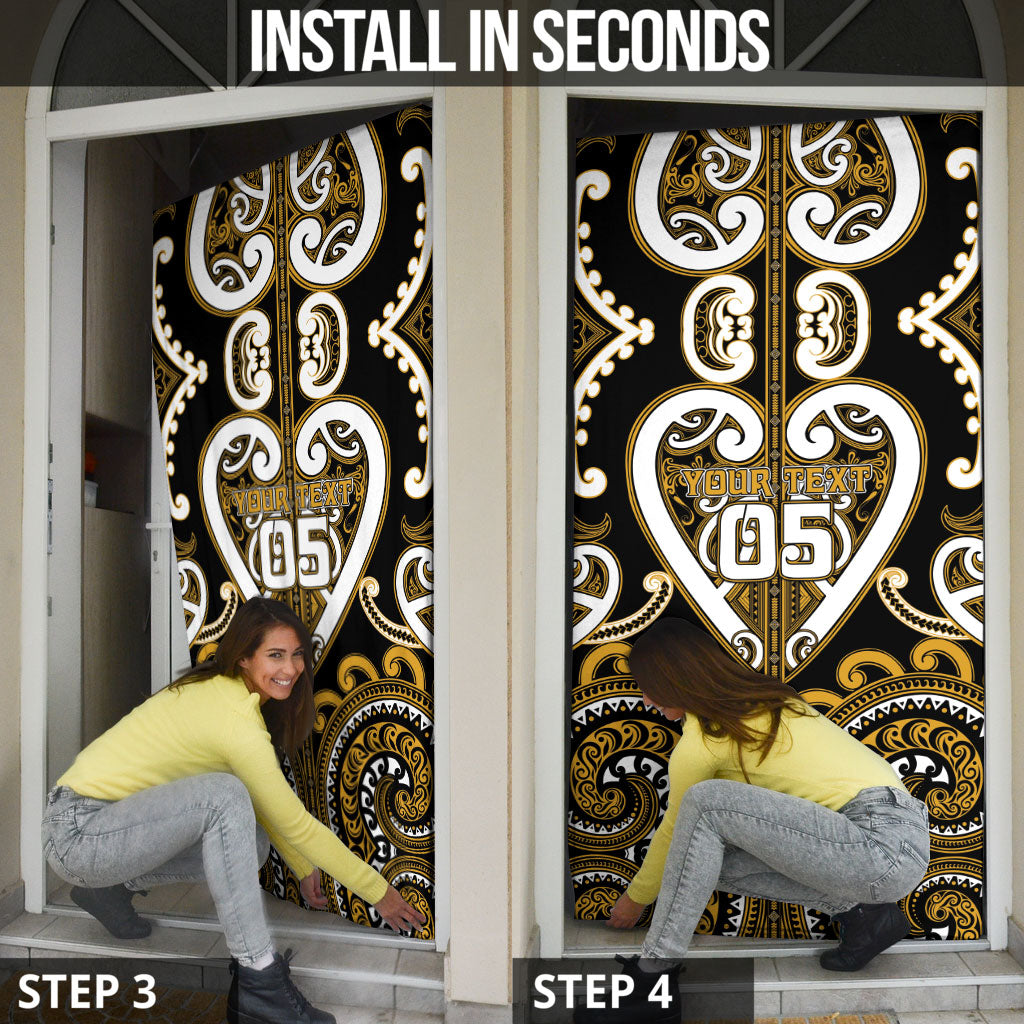 Custom Aotearoa Ngai Te Rangi Door Cover Maori Tribal Pattern