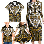 Custom Aotearoa Ngai Te Rangi Family Matching Long Sleeve Bodycon Dress and Hawaiian Shirt Maori Tribal Pattern