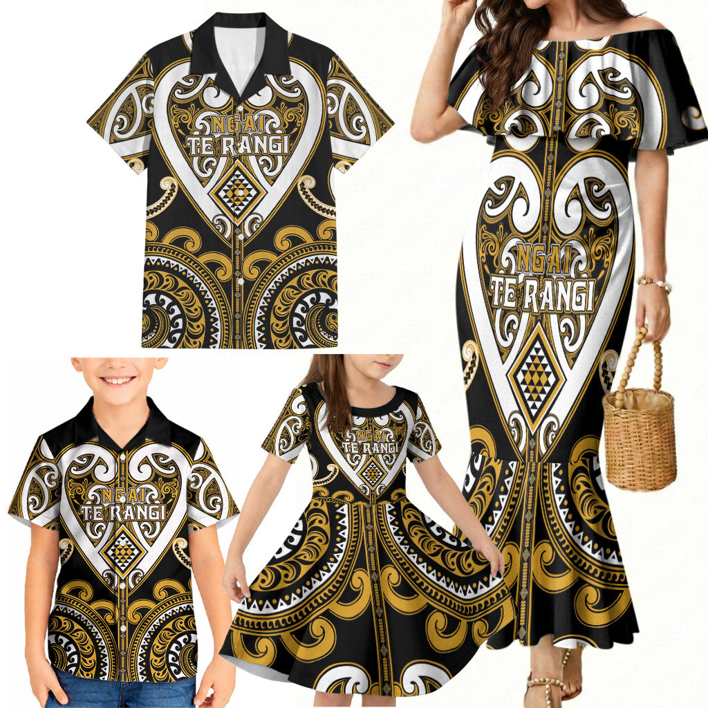 Custom Aotearoa Ngai Te Rangi Family Matching Mermaid Dress and Hawaiian Shirt Maori Tribal Pattern