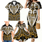 Custom Aotearoa Ngai Te Rangi Family Matching Mermaid Dress and Hawaiian Shirt Maori Tribal Pattern
