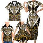 Custom Aotearoa Ngai Te Rangi Family Matching Short Sleeve Bodycon Dress and Hawaiian Shirt Maori Tribal Pattern