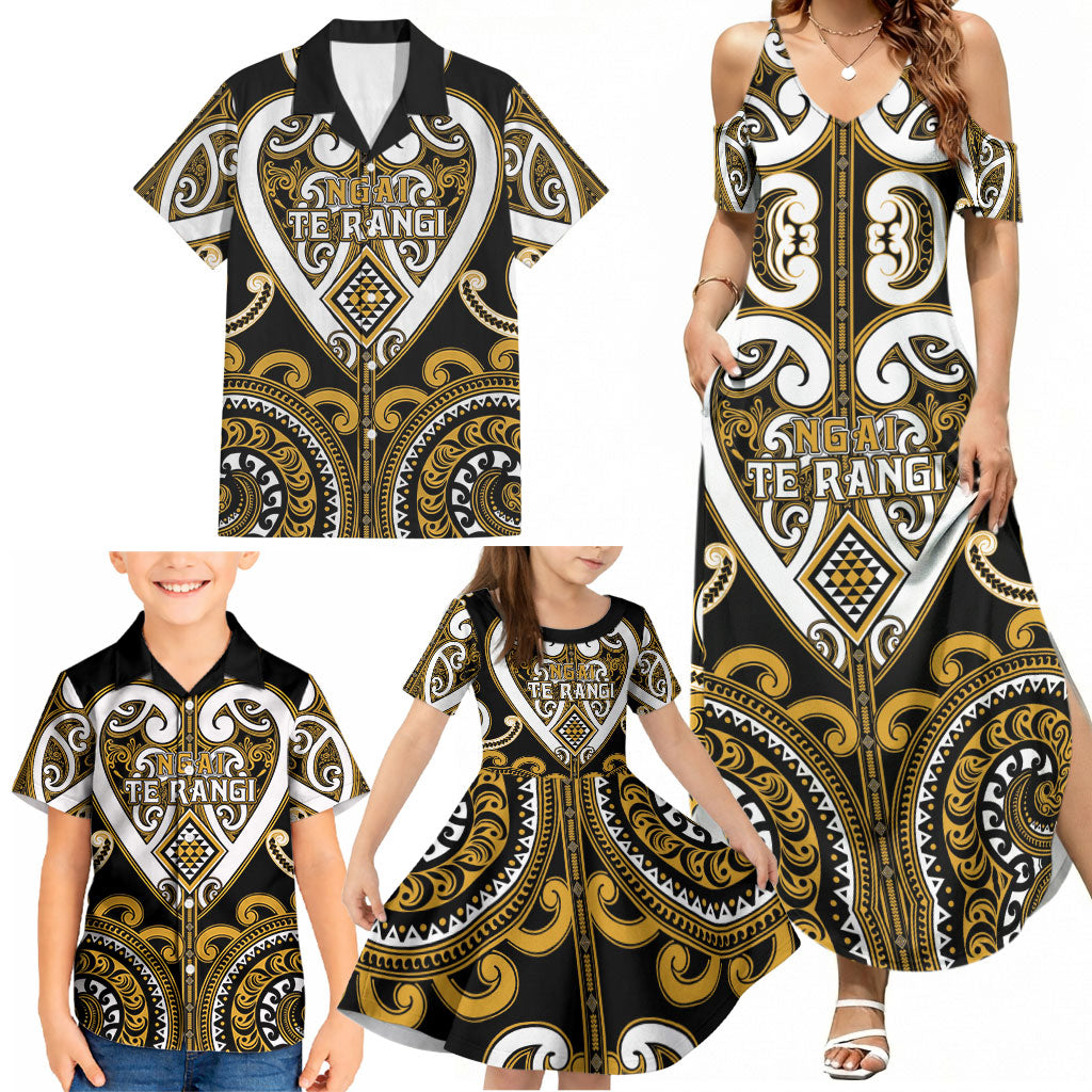 Custom Aotearoa Ngai Te Rangi Family Matching Summer Maxi Dress and Hawaiian Shirt Maori Tribal Pattern