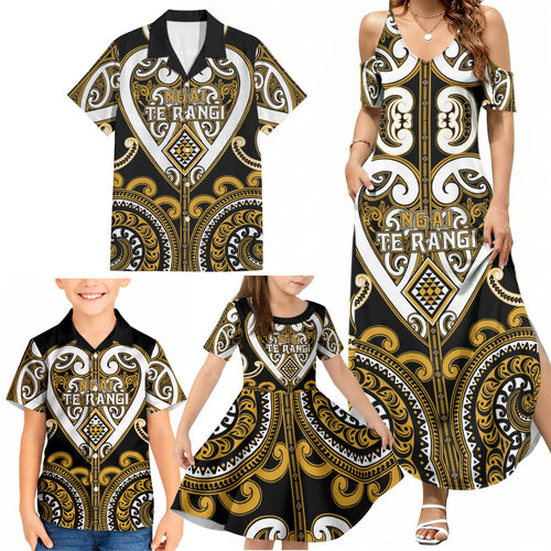 Custom Aotearoa Ngai Te Rangi Family Matching Summer Maxi Dress and Hawaiian Shirt Maori Tribal Pattern