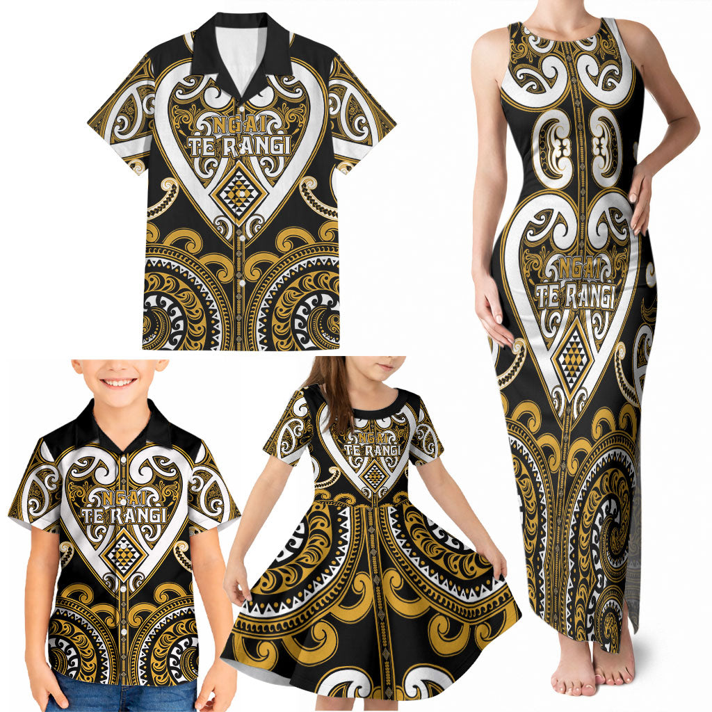 Custom Aotearoa Ngai Te Rangi Family Matching Tank Maxi Dress and Hawaiian Shirt Maori Tribal Pattern