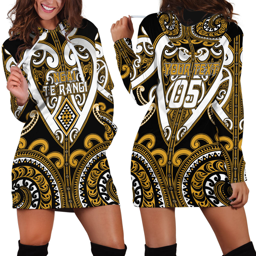 Custom Aotearoa Ngai Te Rangi Hoodie Dress Maori Tribal Pattern