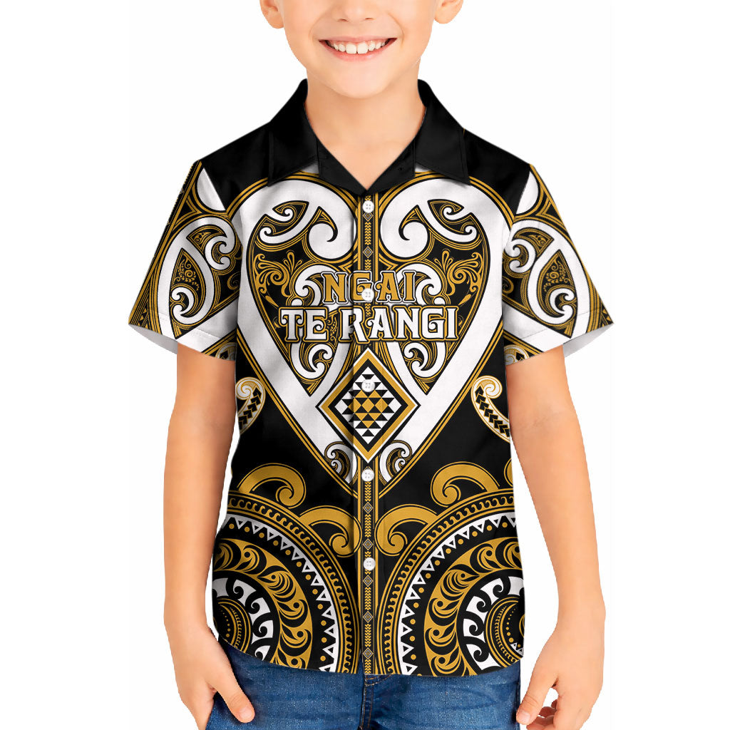 Custom Aotearoa Ngai Te Rangi Kid Hawaiian Shirt Maori Tribal Pattern
