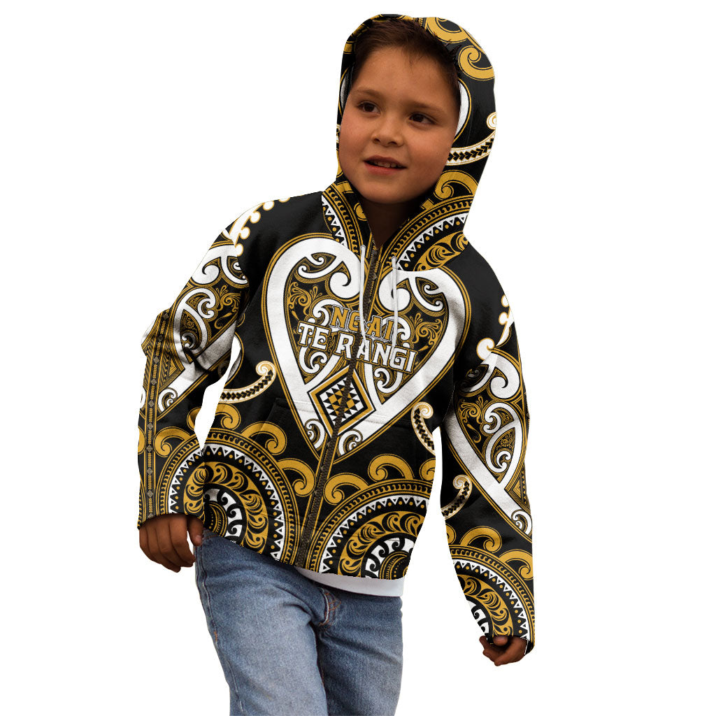 Custom Aotearoa Ngai Te Rangi Kid Hoodie Maori Tribal Pattern