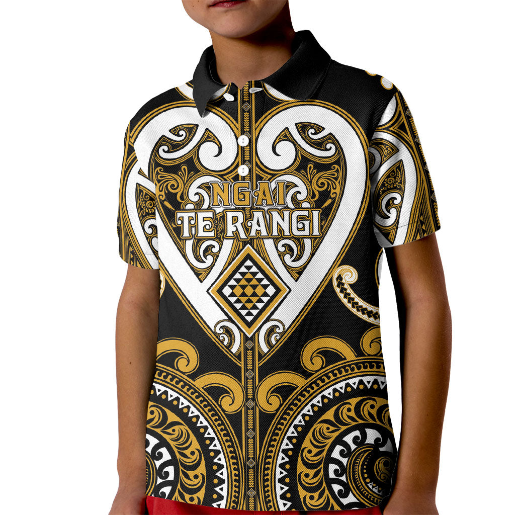 Custom Aotearoa Ngai Te Rangi Kid Polo Shirt Maori Tribal Pattern