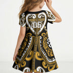 Custom Aotearoa Ngai Te Rangi Kid Short Sleeve Dress Maori Tribal Pattern