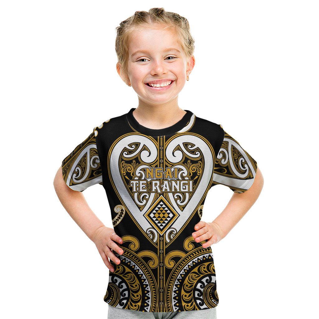 Custom Aotearoa Ngai Te Rangi Kid T Shirt Maori Tribal Pattern