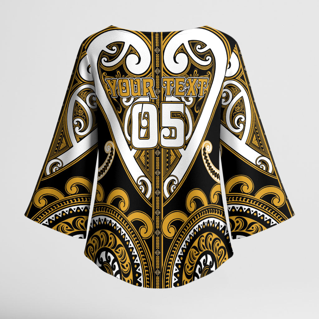 Custom Aotearoa Ngai Te Rangi Kimono Sleeve Blouse Maori Tribal Pattern