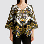 Custom Aotearoa Ngai Te Rangi Kimono Sleeve Blouse Maori Tribal Pattern