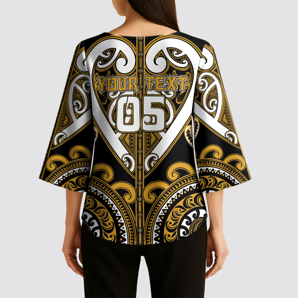 Custom Aotearoa Ngai Te Rangi Kimono Sleeve Blouse Maori Tribal Pattern
