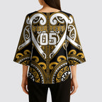 Custom Aotearoa Ngai Te Rangi Kimono Sleeve Blouse Maori Tribal Pattern