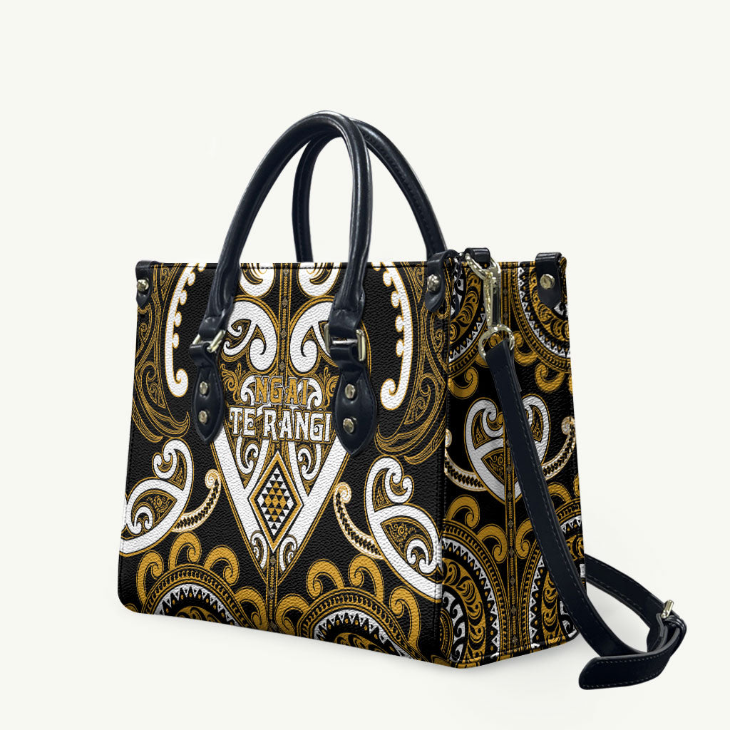 Aotearoa Ngai Te Rangi Leather Bag Maori Tribal Pattern