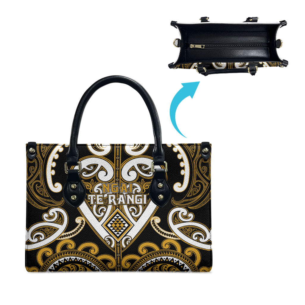 Aotearoa Ngai Te Rangi Leather Bag Maori Tribal Pattern