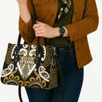 Aotearoa Ngai Te Rangi Leather Bag Maori Tribal Pattern